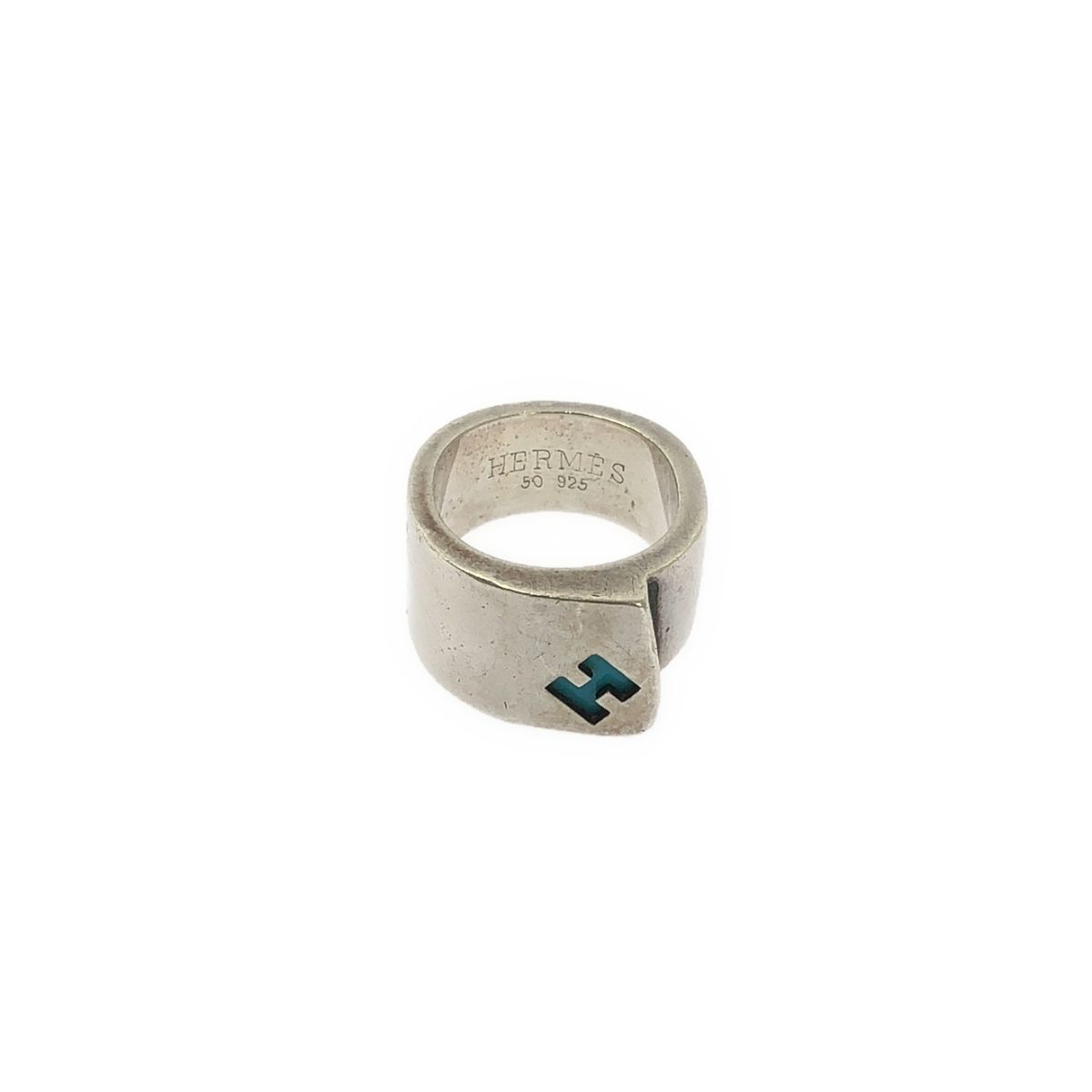 Hermes Logo Candy Ring Silver Blue — view 8