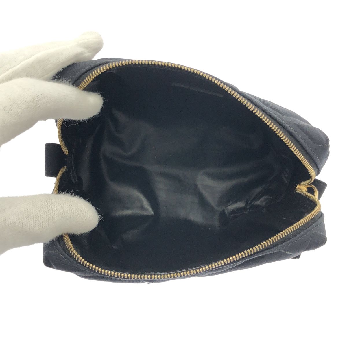 Fendi FF Zucca Embossed Nylon Pouch Black — view 3