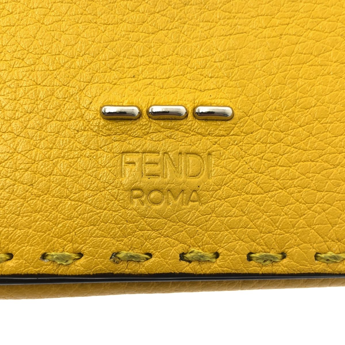 Fendi Selleria Leather Trifold Compact Wallet Yellow — view 5
