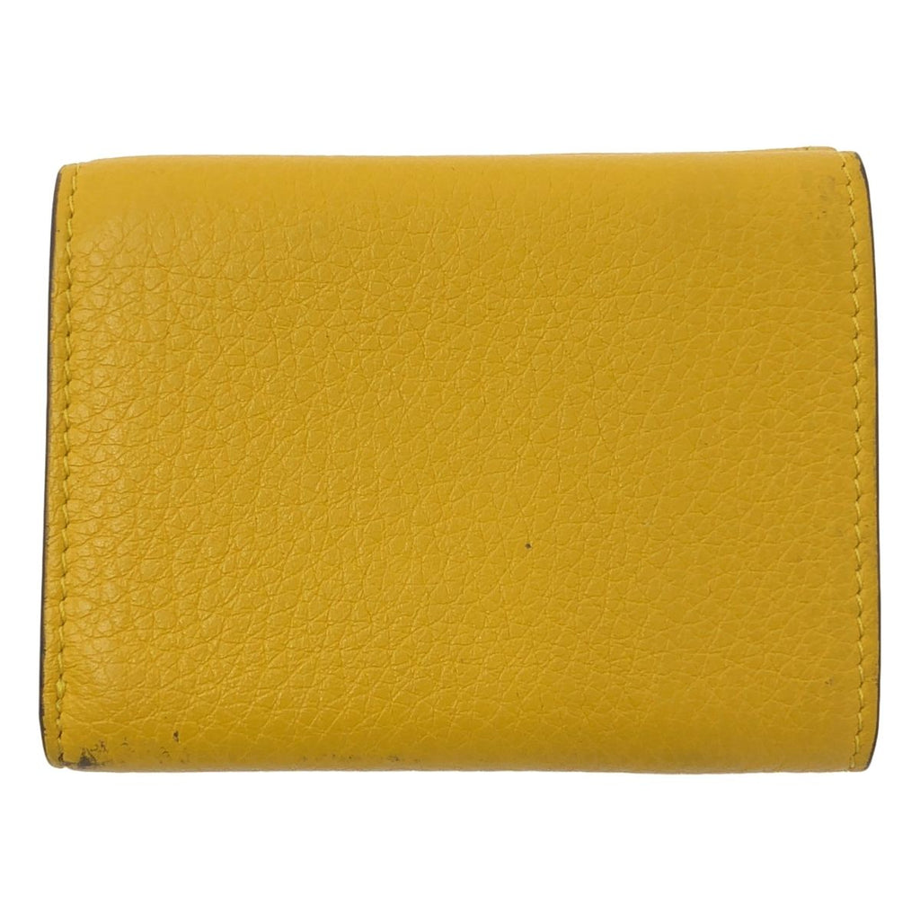 Fendi Selleria Leather Trifold Compact Wallet Yellow — view 2