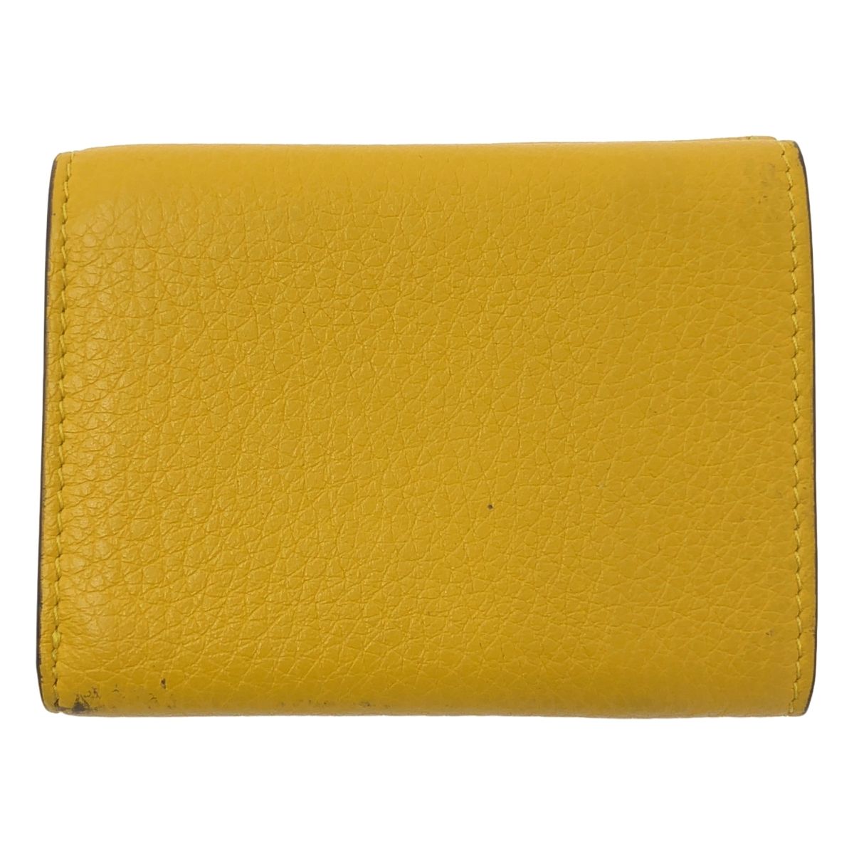 Fendi Selleria Leather Trifold Compact Wallet Yellow — view 2