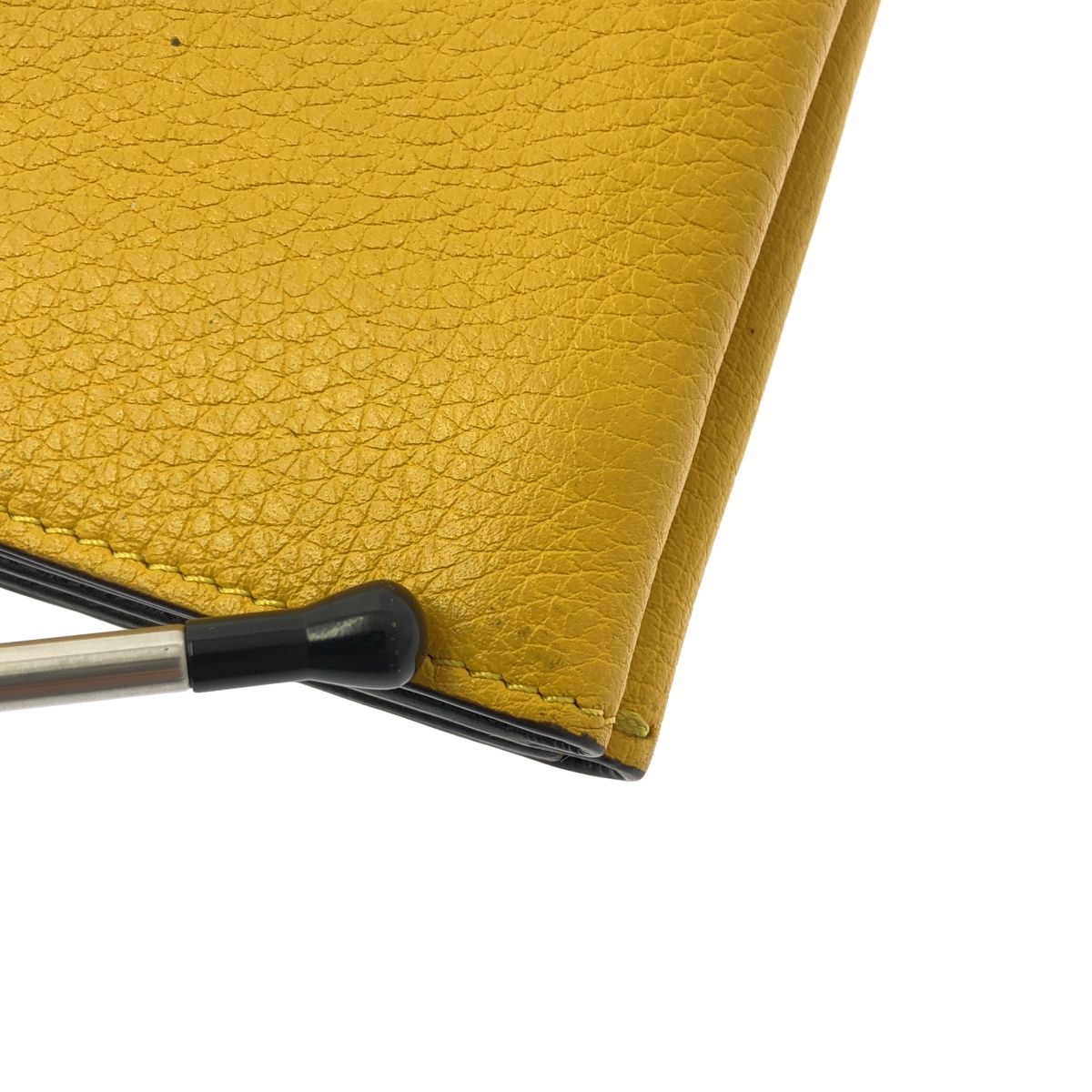 Fendi Selleria Leather Trifold Compact Wallet Yellow — view 7