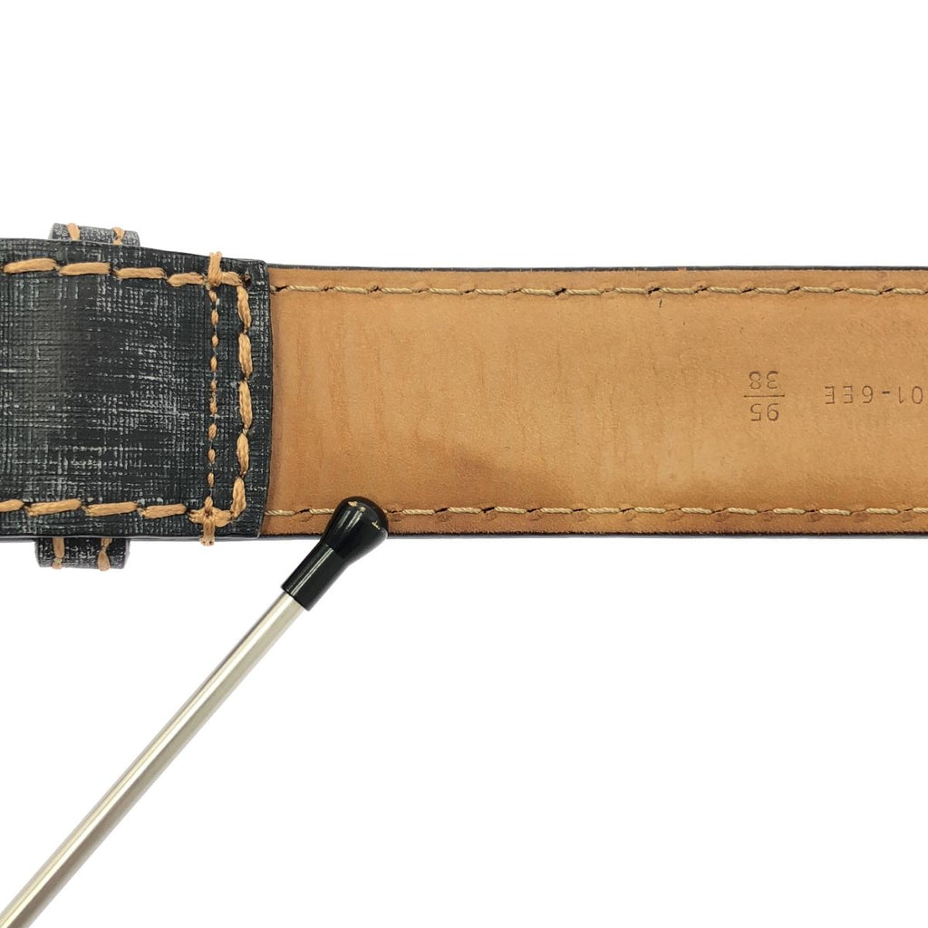 Fendi Leather Print Belt 95 Navy — view 6
