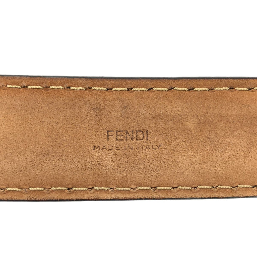 Fendi Leather Print Belt 95 Navy — view 4