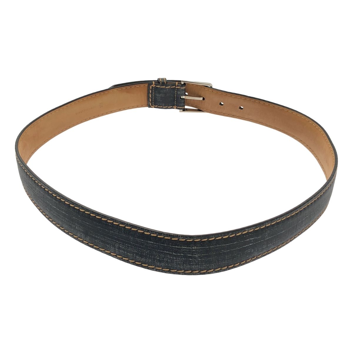 Fendi Leather Print Belt 95 Navy — view 2