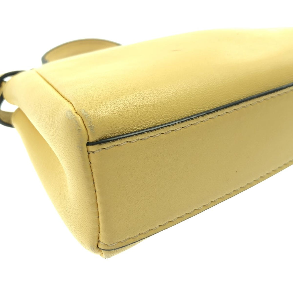 Fendi Micro Peekaboo 2-Way Shoulder Leather Logo Handbag Yellow — view 8