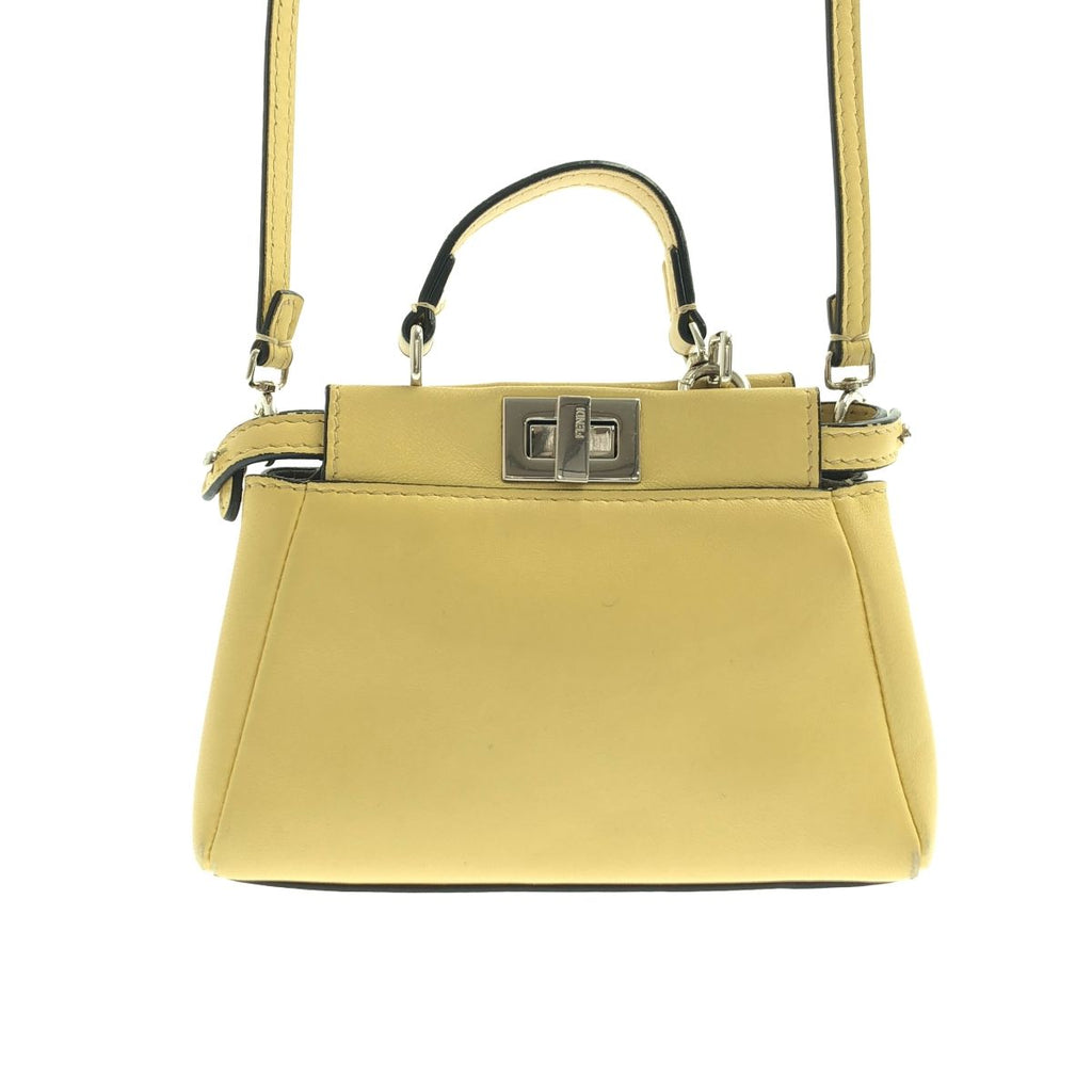 Fendi Micro Peekaboo 2-Way Shoulder Leather Logo Handbag Yellow — view 3