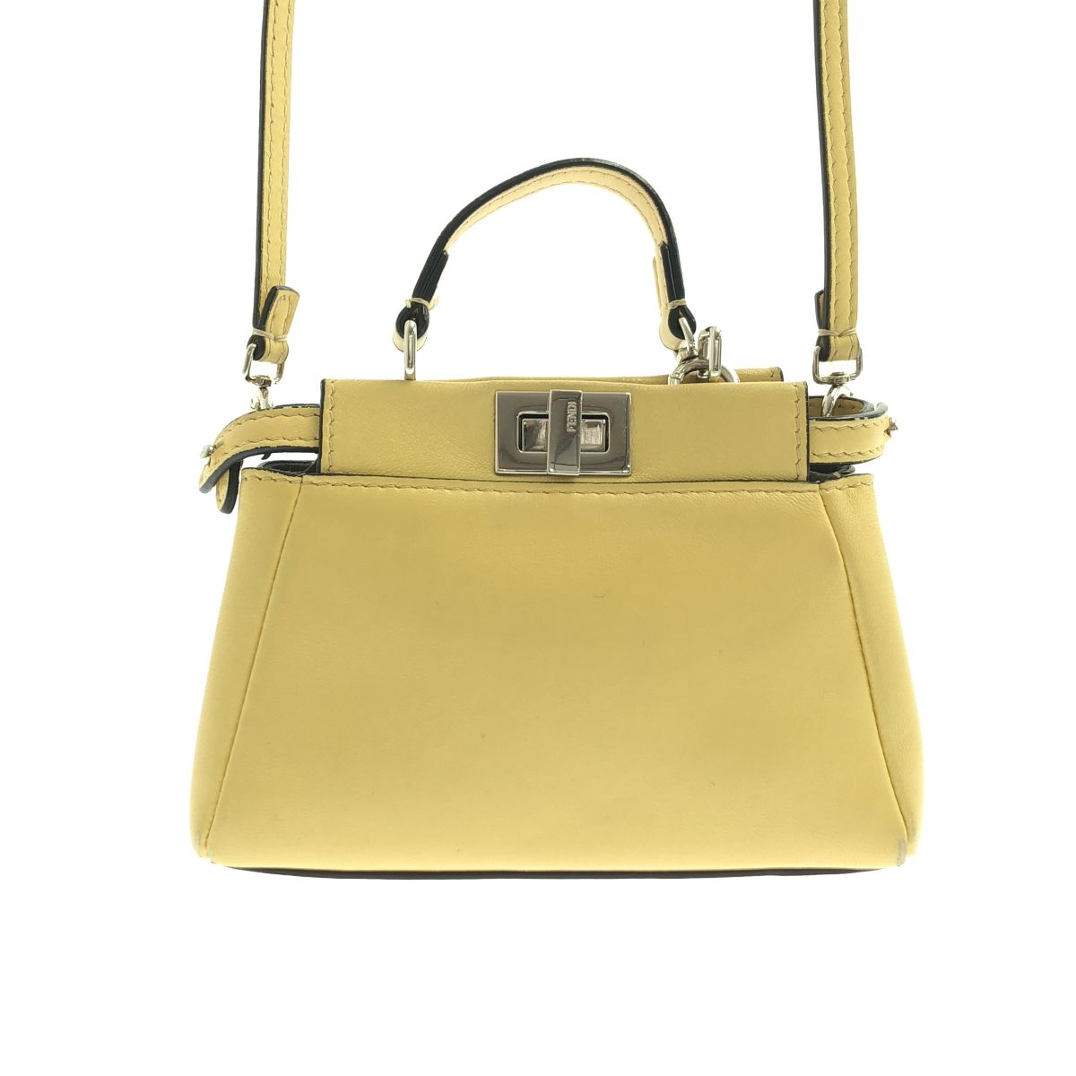 Fendi Micro Peekaboo 2-Way Shoulder Leather Logo Handbag Yellow — view 3