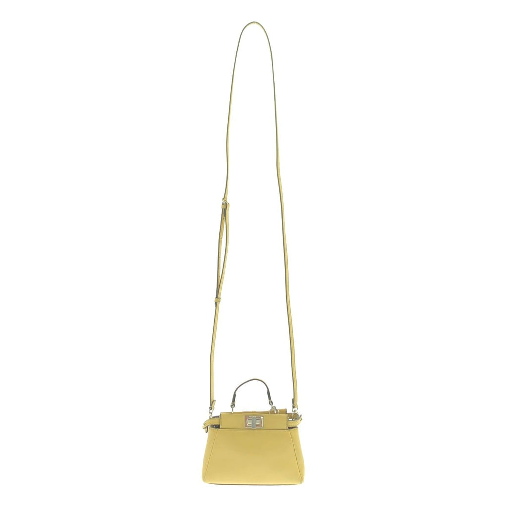 Fendi Micro Peekaboo 2-Way Shoulder Leather Logo Handbag Yellow