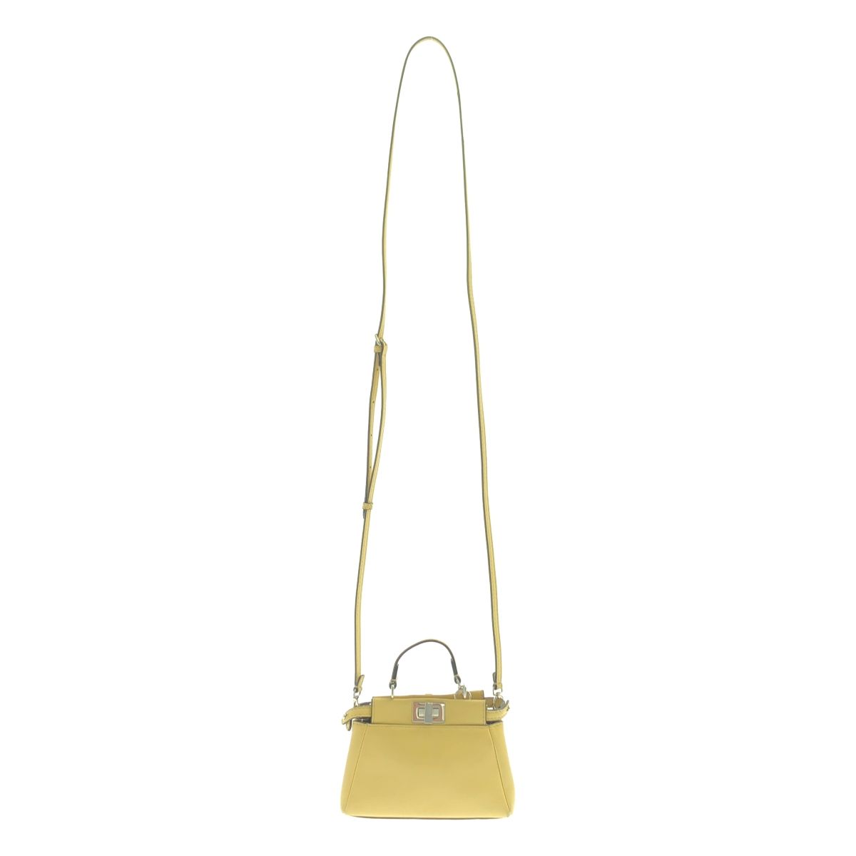 Fendi Micro Peekaboo 2-Way Shoulder Leather Logo Handbag Yellow