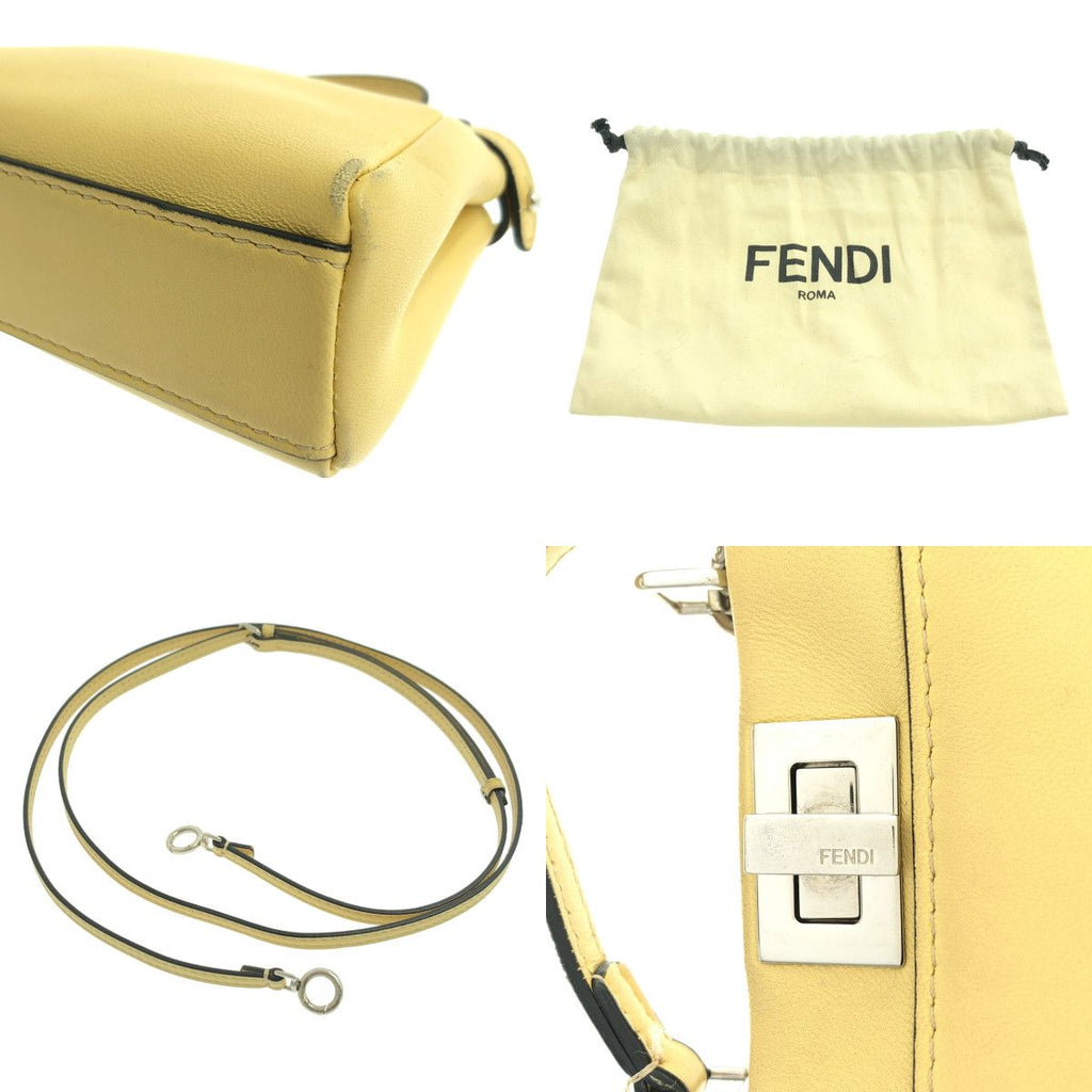 Fendi Micro Peekaboo 2-Way Shoulder Leather Logo Handbag Yellow — view 9