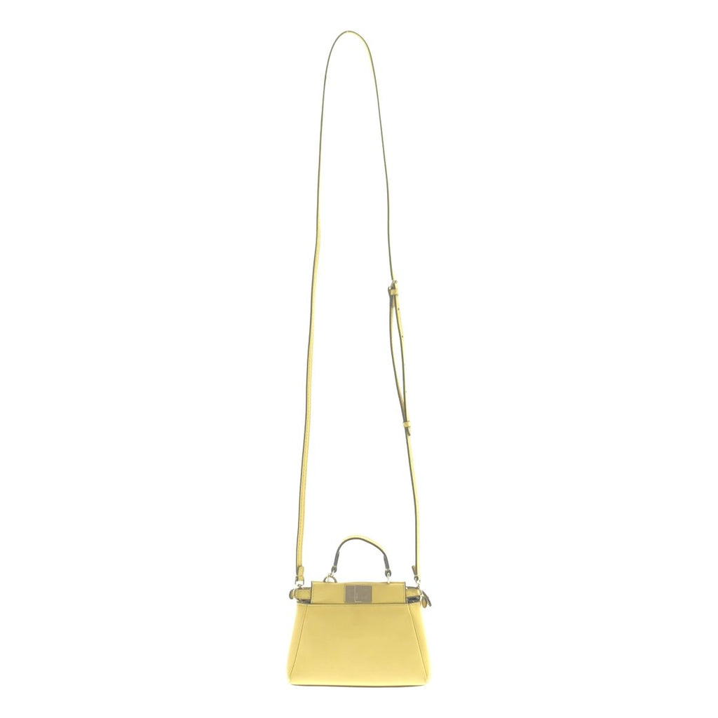 Fendi Micro Peekaboo 2-Way Shoulder Leather Logo Handbag Yellow — view 2