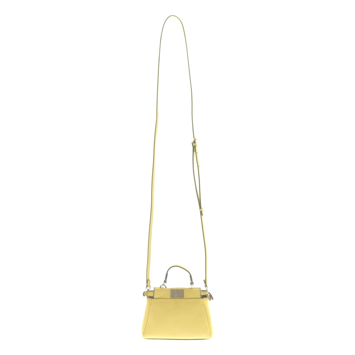 Fendi Micro Peekaboo 2-Way Shoulder Leather Logo Handbag Yellow — view 2