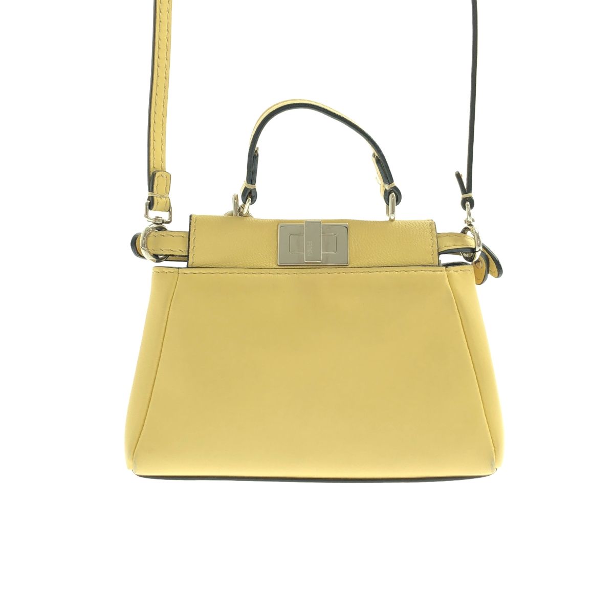 Fendi Micro Peekaboo 2-Way Shoulder Leather Logo Handbag Yellow — view 4