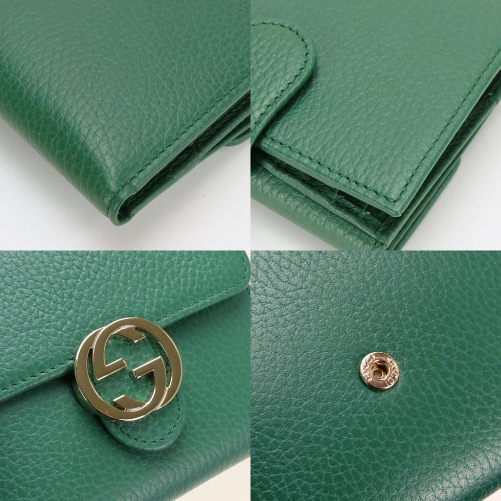 Gucci Bifold Wallet Interlocking Leather Green Everyday Use — view 6
