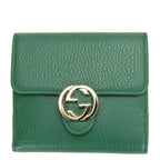 Gucci Bifold Wallet Interlocking Leather Green Everyday Use