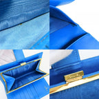 Chanel Bifold Wallet CC Logo Clasp Caviar Leather Blue Gold — view 7