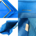Chanel Bifold Wallet CC Logo Clasp Caviar Leather Blue Gold — view 8