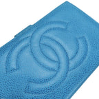 Chanel Bifold Wallet CC Logo Clasp Caviar Leather Blue Gold — view 5