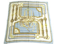 Hermes Carre 90 Scarf Coaching Silk 100% Light Blue Horse Tackle 8C