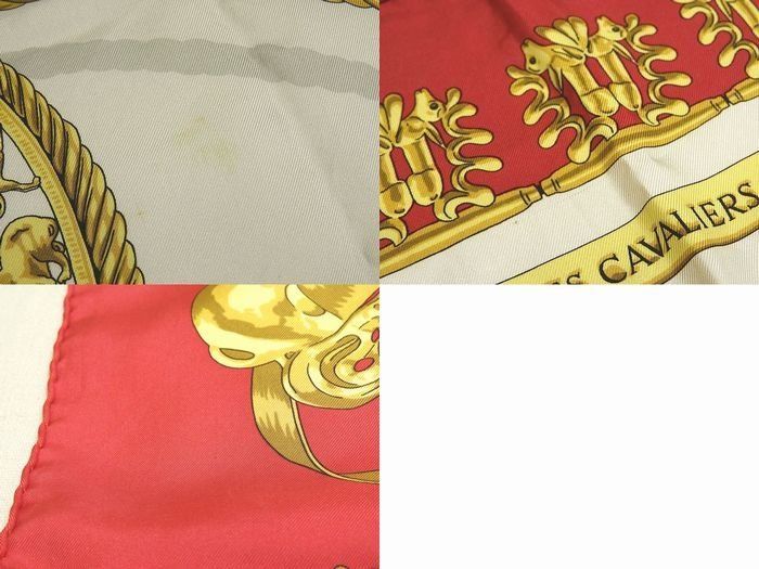 Hermes Carre 90 Scarf les Cavaliers D'or Yellow Golden Knight Silk 100% Red — view 4