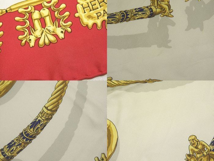 Hermes Carre 90 Scarf les Cavaliers D'or Yellow Golden Knight Silk 100% Red — view 3