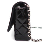 Chanel Shoulder Bag Brilliant Quilted Chain Wallet Black Patent Leather Silver — view 3