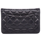 Chanel Shoulder Bag Quilted Classic Chain Wallet Black Bordeaux Lambskin — view 2
