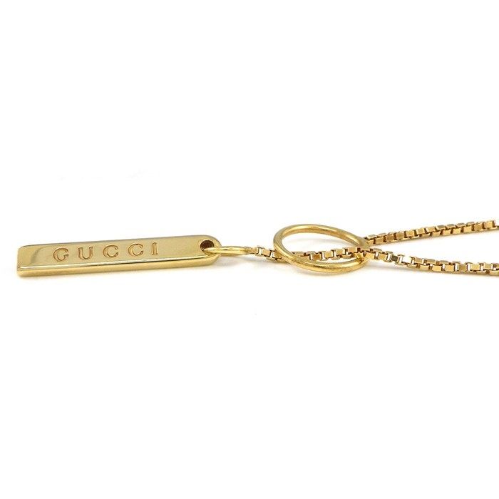 Gucci Lariat Necklace Logo Plate Venetian Chain 18k Yellow Gold — view 3