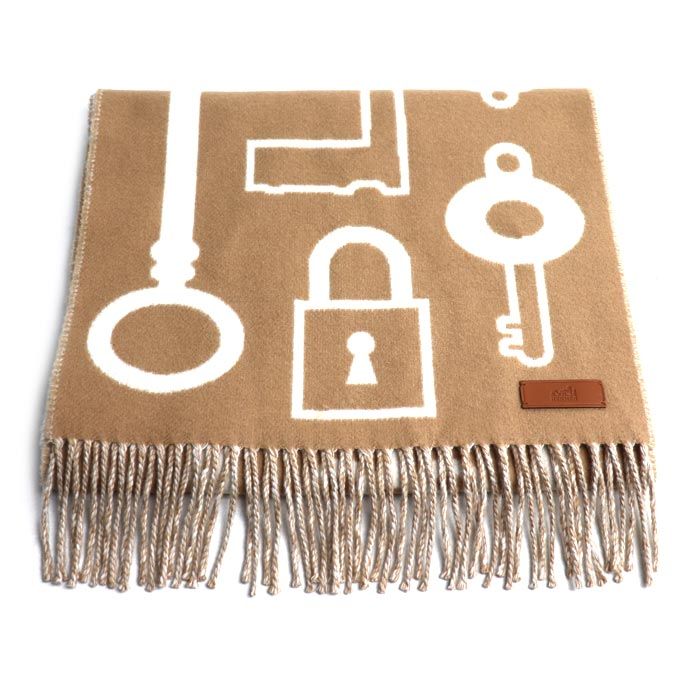 Hermes Kazak Keys Collection Scarf Camel Yvoir