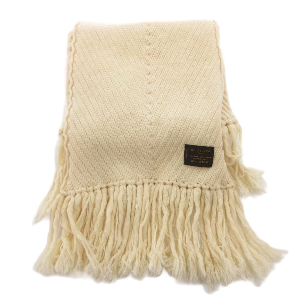 Louis Vuitton Scarf Shawl Fringe Knit Wool Cashmere Blend White Sweater — view 2