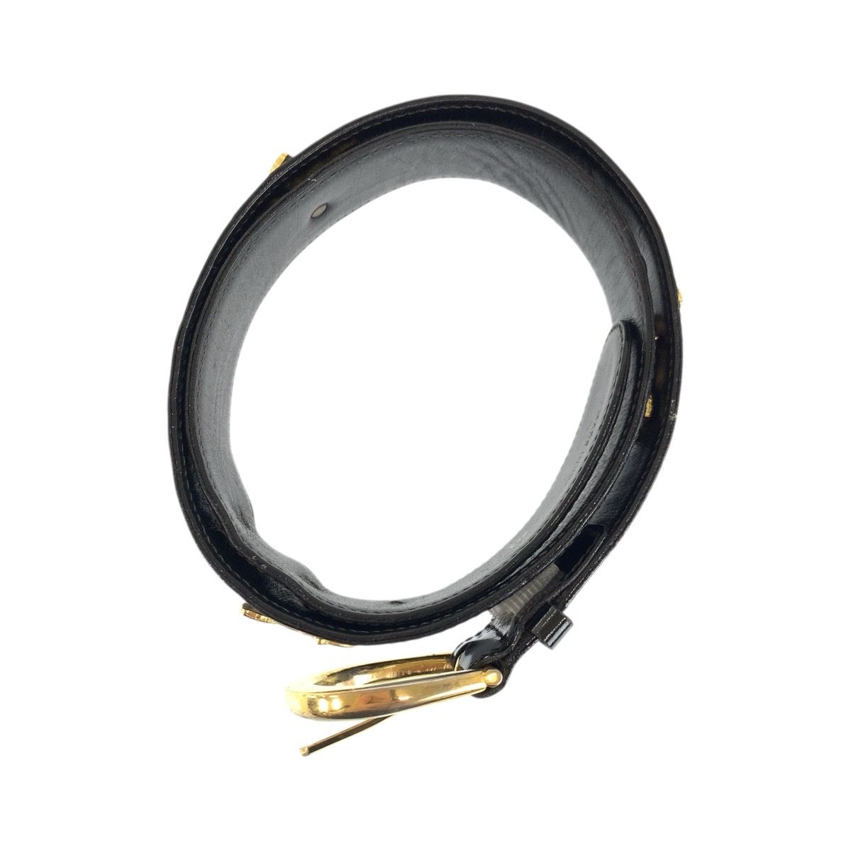 Celine Vintage Carriage 70 cm Black Gold Patent Leather Belt — view 3