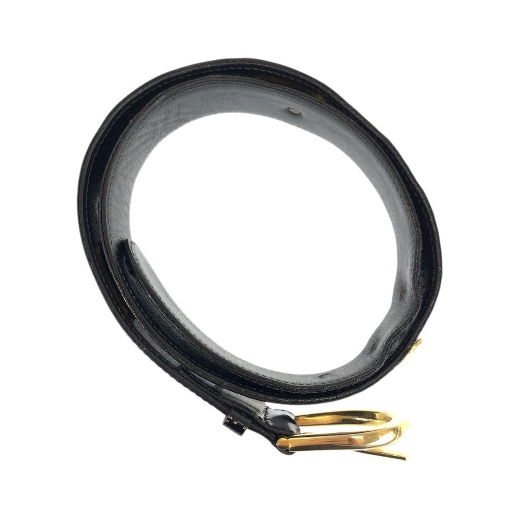 Celine Vintage Carriage 70 cm Black Gold Patent Leather Belt — view 4