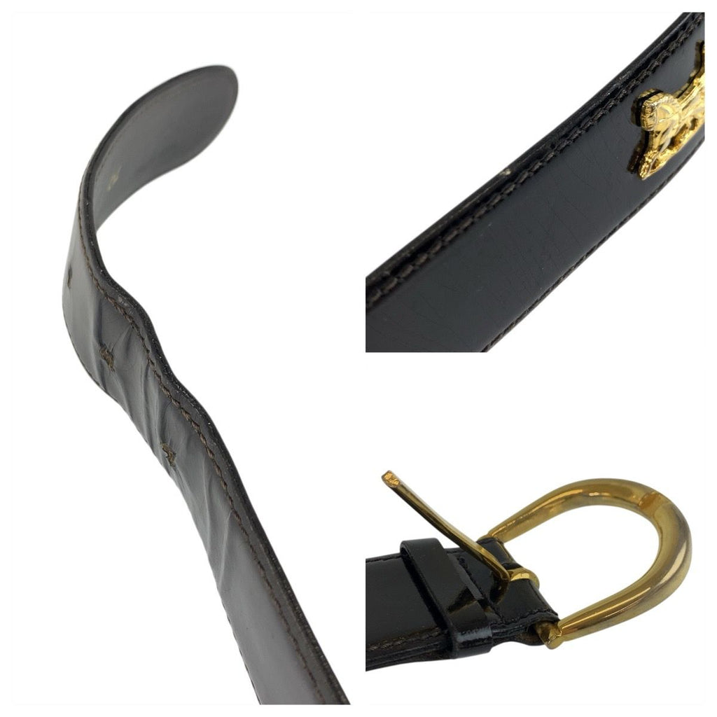 Celine Vintage Carriage 70 cm Black Gold Patent Leather Belt — view 9