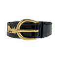 Celine Vintage Carriage 70 cm Black Gold Patent Leather Belt
