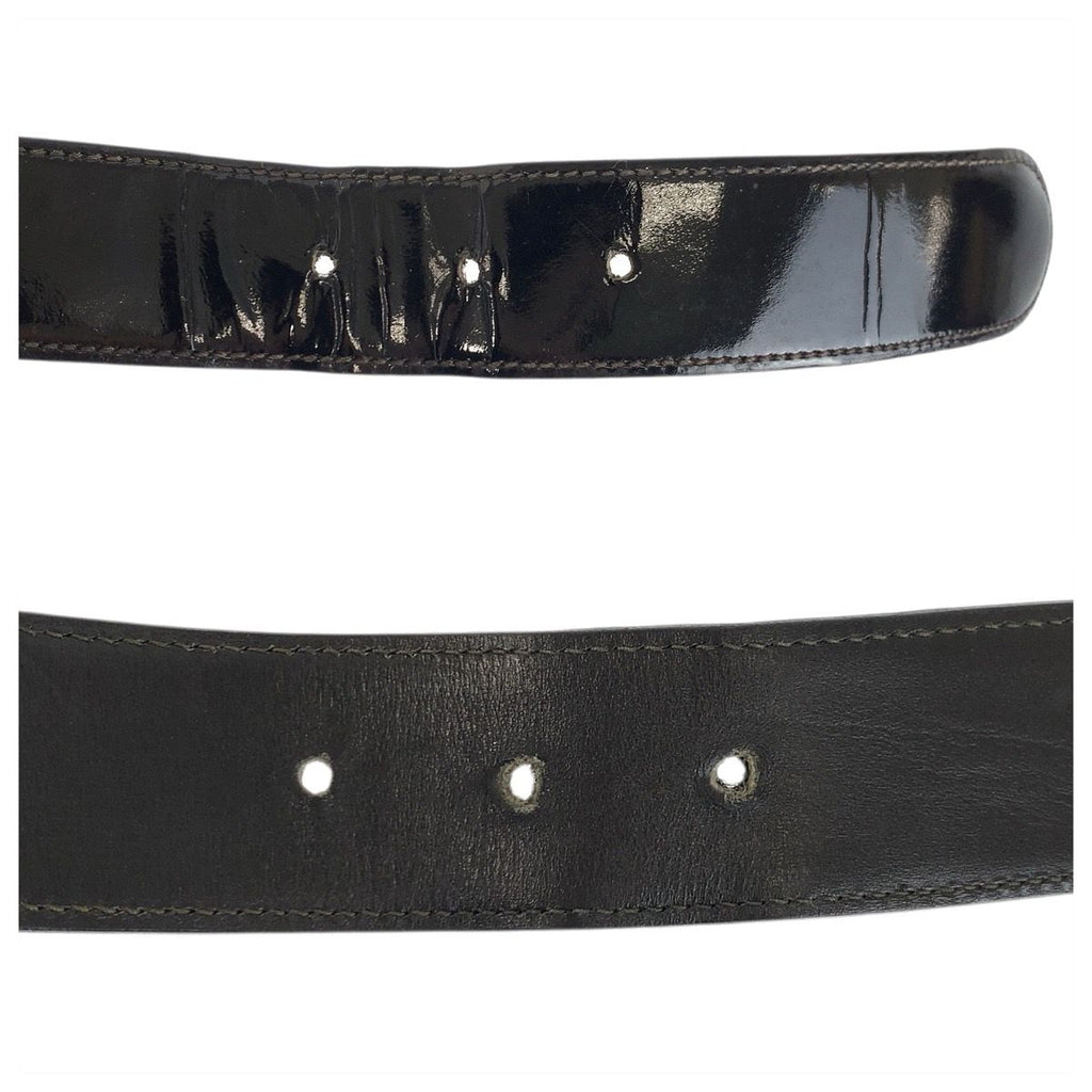 Celine Vintage Carriage 70 cm Black Gold Patent Leather Belt — view 7