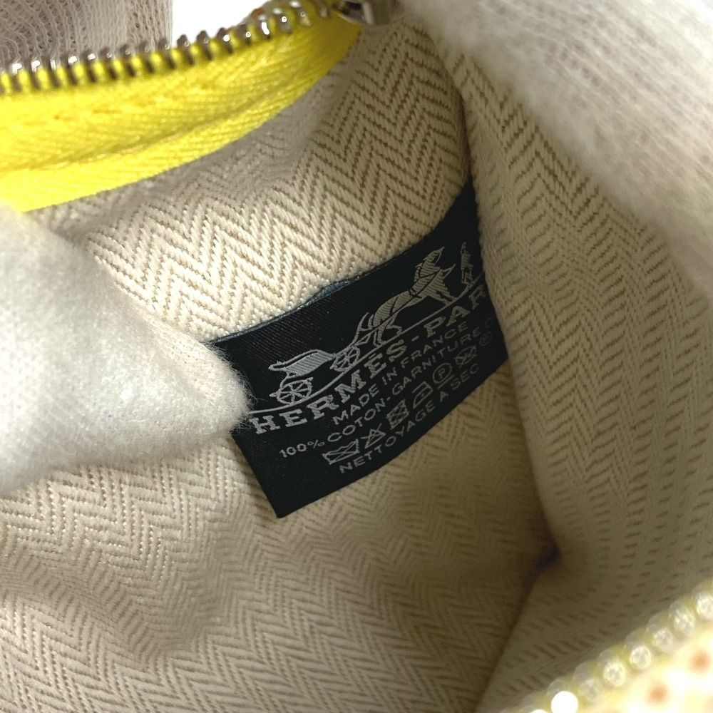 Hermes Pouch Flat Embroidered Faubourg PM Cotton Citron Ocher Yellow — view 2