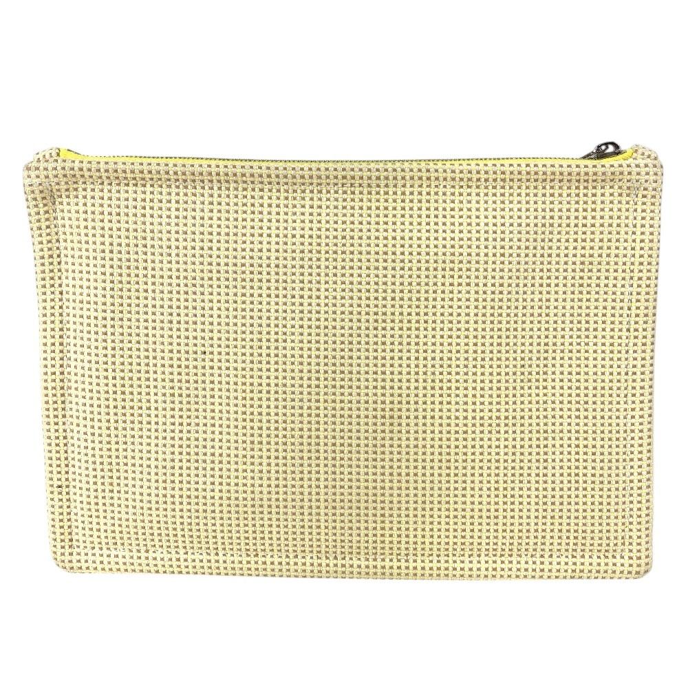 Hermes Pouch Flat Embroidered Faubourg PM Cotton Citron Ocher Yellow — view 4