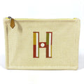 Hermes Pouch Flat Embroidered Faubourg PM Cotton Citron Ocher Yellow