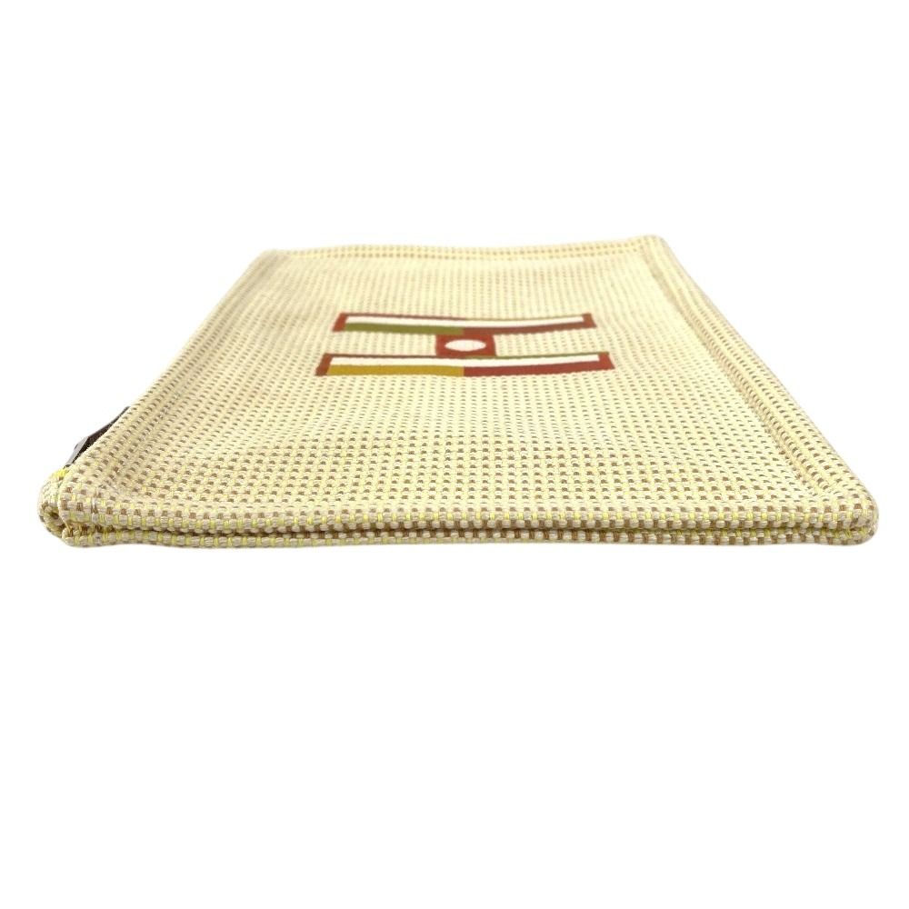 Hermes Pouch Flat Embroidered Faubourg PM Cotton Citron Ocher Yellow — view 5