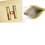 Hermes Pouch Flat Embroidered Faubourg PM Cotton Citron Ocher Yellow — view 9
