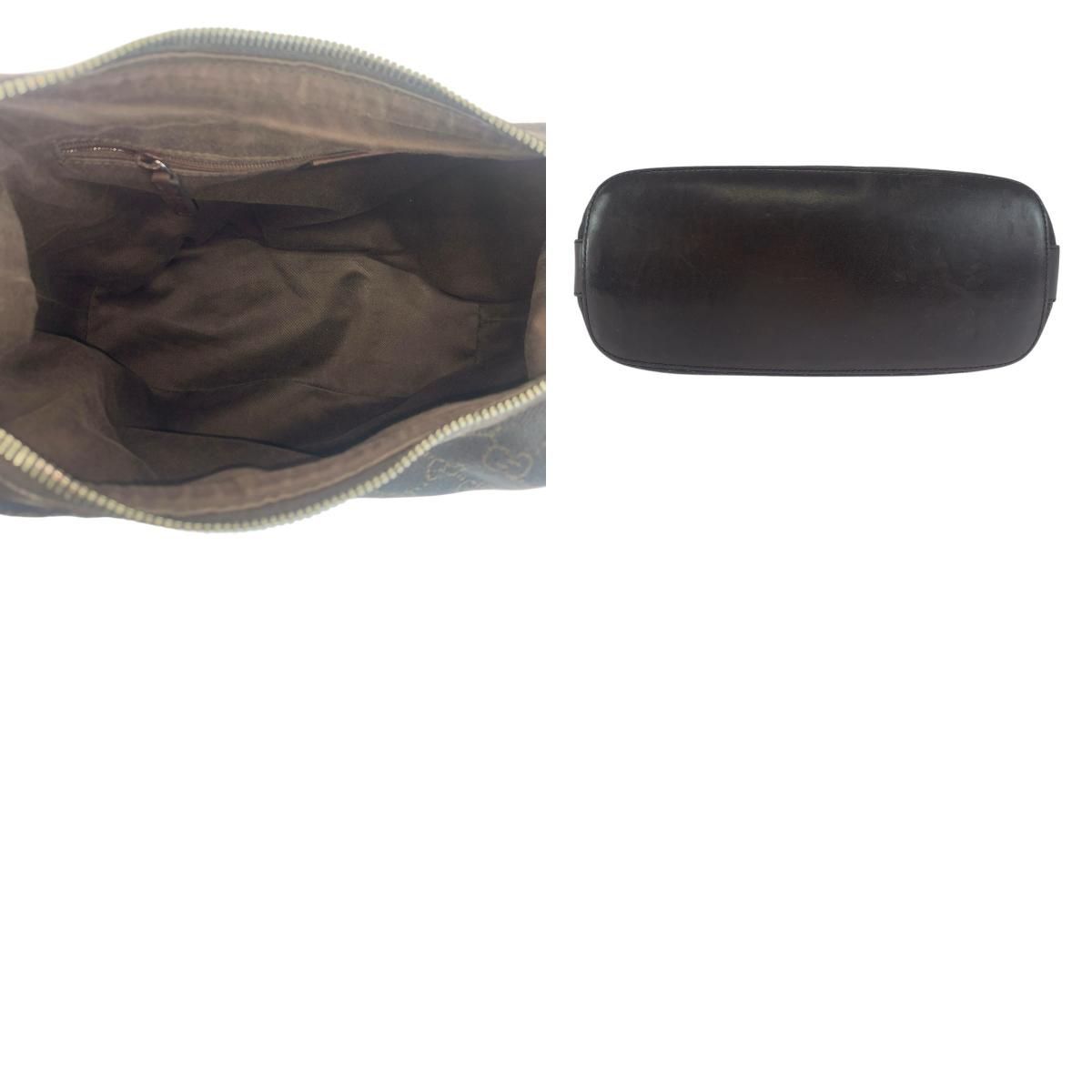 Gucci Brown Dark Silver GG Canvas Leather Shoulder Bag — view 9