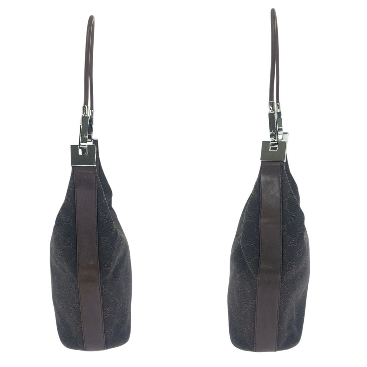 Gucci Brown Dark Silver GG Canvas Leather Shoulder Bag — view 8