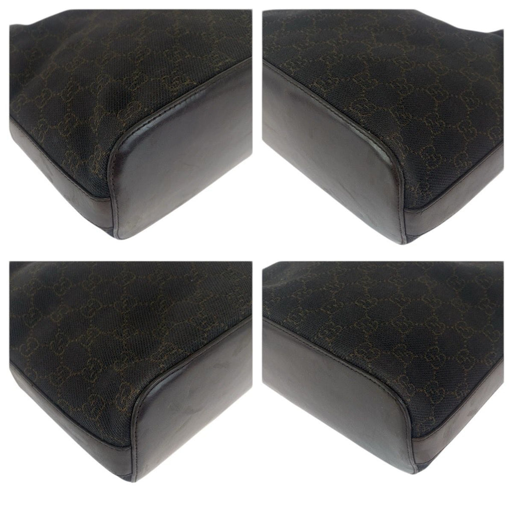Gucci Brown Dark Silver GG Canvas Leather Shoulder Bag — view 3