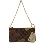Louis Vuitton Pouch Damier Canvas Pochette Mirror MM Label Brown Going Out