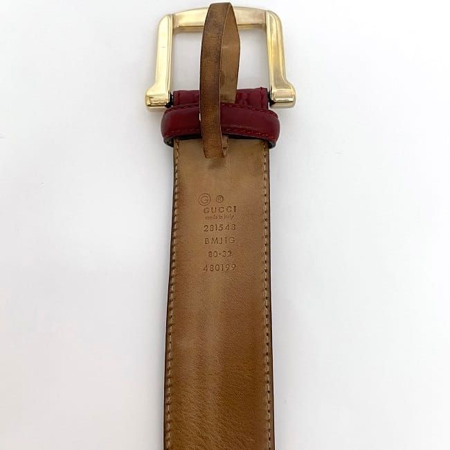 Gucci Belt Red Striped Waist 40 mm Leather — view 9