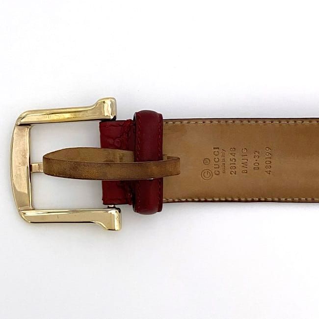 Gucci Belt Red Striped Waist 40 mm Leather — view 8