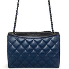 Chanel Chain Shoulder Bag Navy Black Silver Quilted — view 4