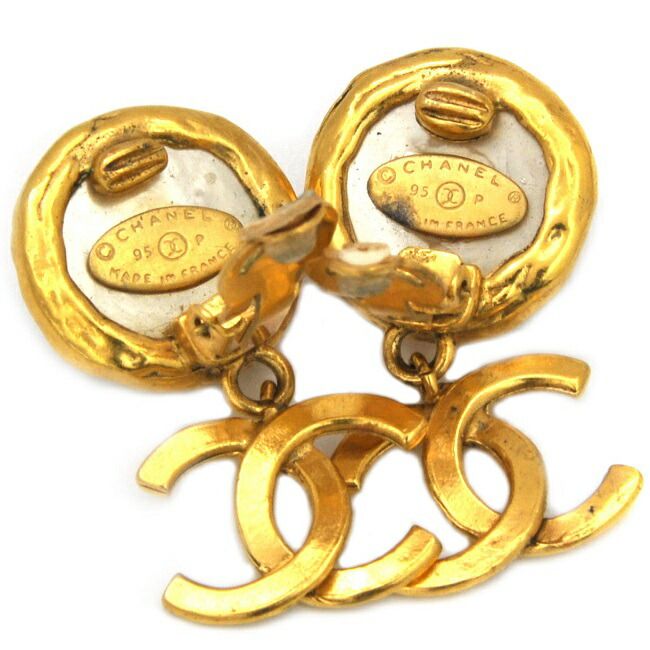 Chanel Earrings Gold CC Logo — view 3