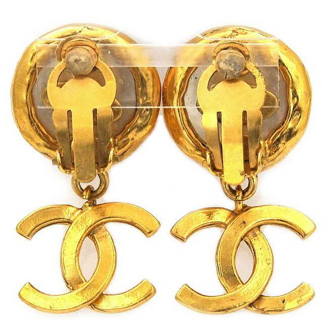 Chanel Earrings Gold CC Logo — view 2